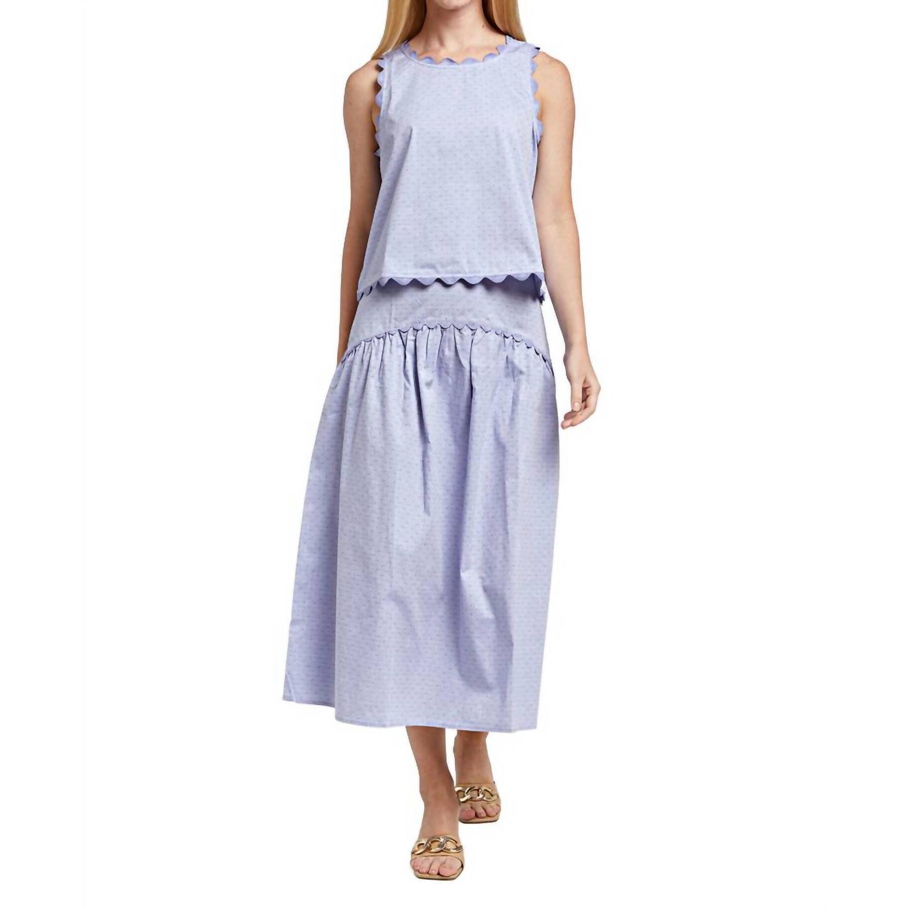 New Taylor Tillman Josephine Midi Skirt In Blue Dot